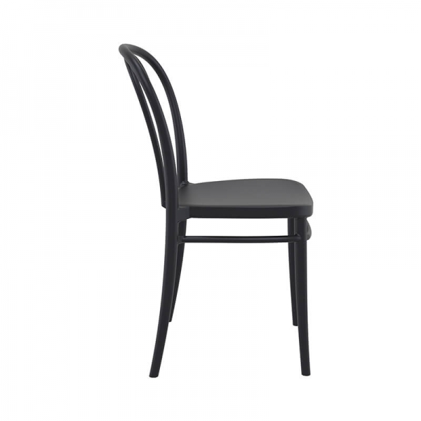 Chaise bistrot en plastique noir empilable - Victor - 5