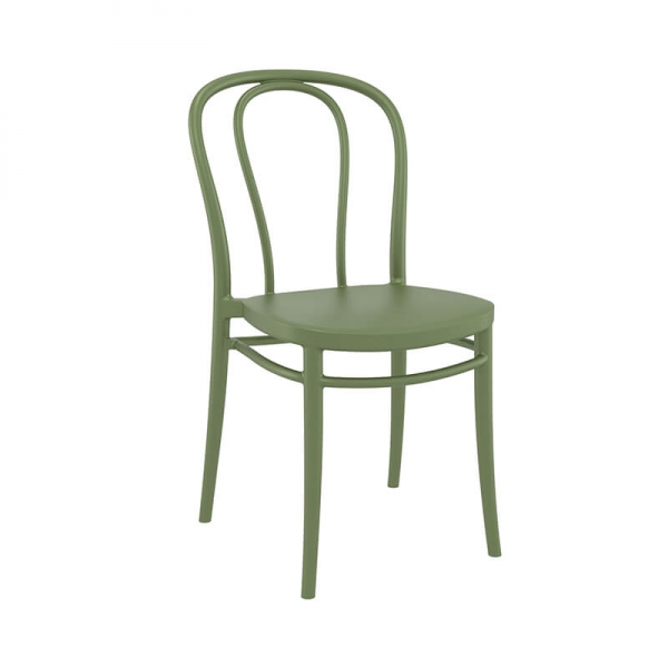 Chaise de bistrot empilable en plastique vert olive - Victor - 8