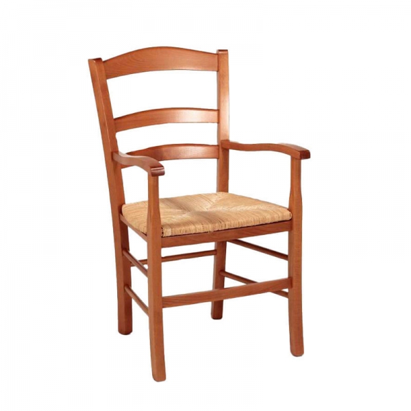 Fauteuil enhêtre massif moyen rustique et assise paille - Brocéliande - 8