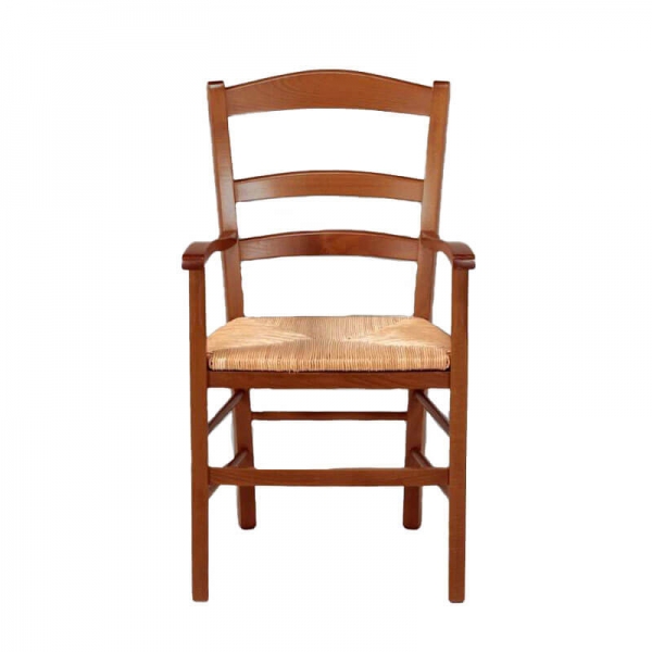 Fauteuil campagnard en bois massif rustique et paille - Brocéliande - 2