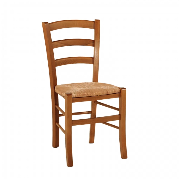 Chaise de cuisine rustique en bois massif et paille - Brocéliande - 5