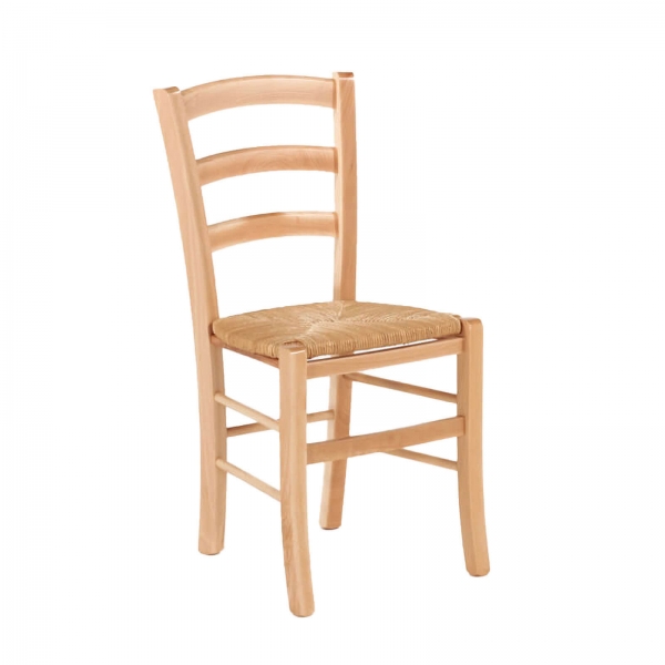 Chaise rustique en bois massif naturel et paille - Brocéliande - 4