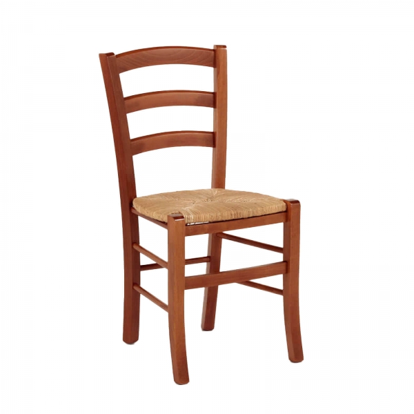 Chaise de cuisine rustique en hêtre massif et paille - Brocéliande - 1