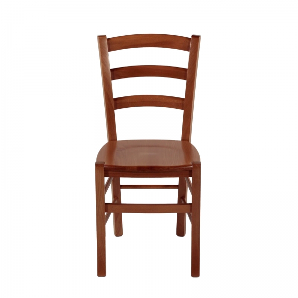 Chaise en bois rustique avec assise bois teintée merisier - Brocéliande - 2