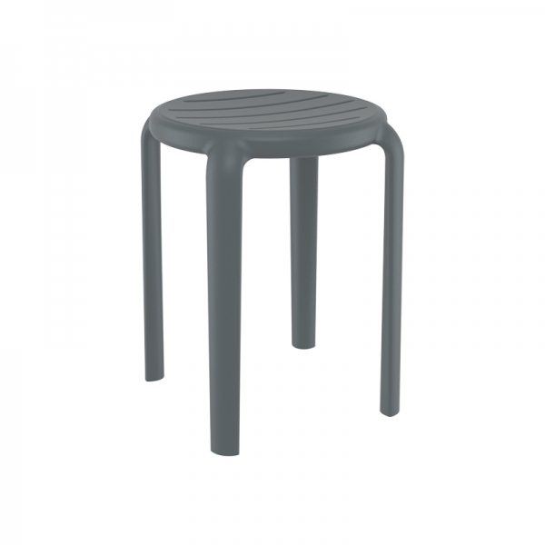 Tabouret bas gris sans dossier en polypropylène - Tom - 5