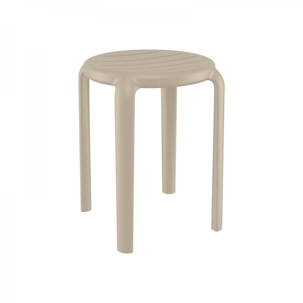 Tabouret bas d'extérieur en plastique taupe - Tom - 5