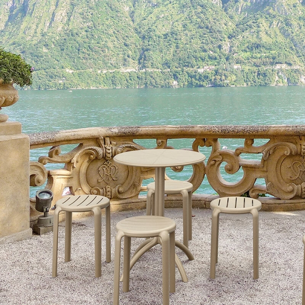 Tabouret bas taupe d'extérieur moderne en polypropylène - Tom - 8