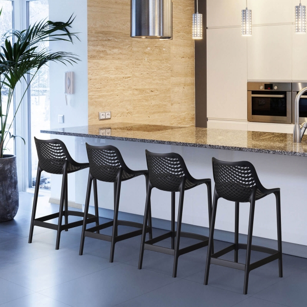 Tabouret snack moderne en polypropylène noir - Air - 2