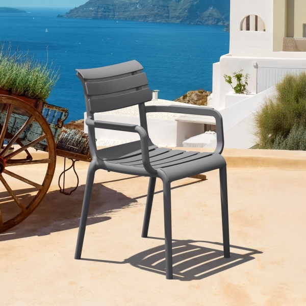 Fauteuil de jardin en polypropylène avec accoudoirs - Paris - 1