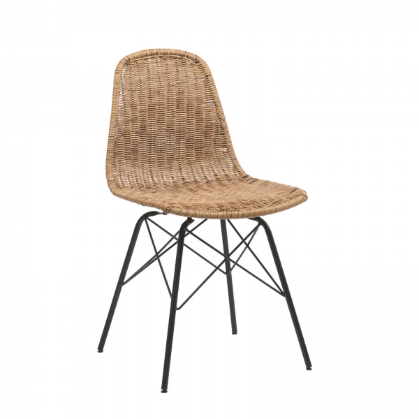 Chaise ethnique tressée naturel avec pieds noirs - Bornéo - 6