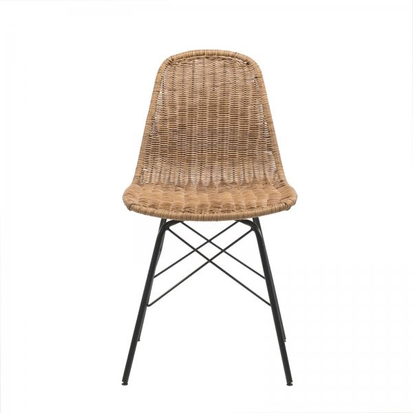 Chaise bohème tressée naturel avec pieds noirs - Bornéo - 7