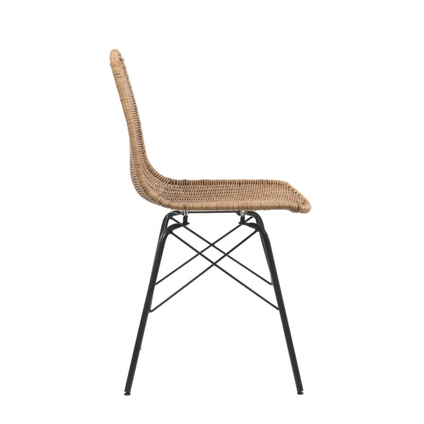 Chaise bohème tressée naturel avec pieds Eiffel - Bornéo - 8