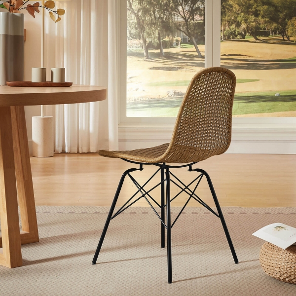 Chaise tressée naturel avec pieds noirs - Bornéo - 5