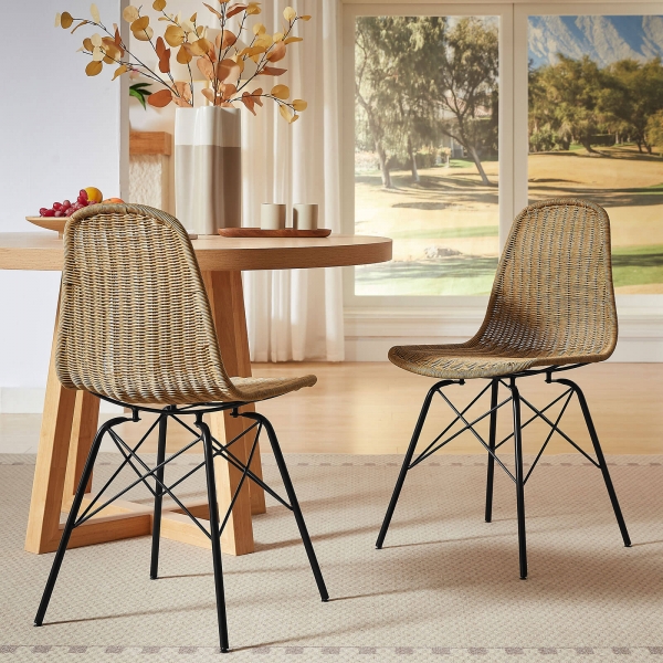 Chaise tressée exotique avec pieds noirs - Bornéo - 3