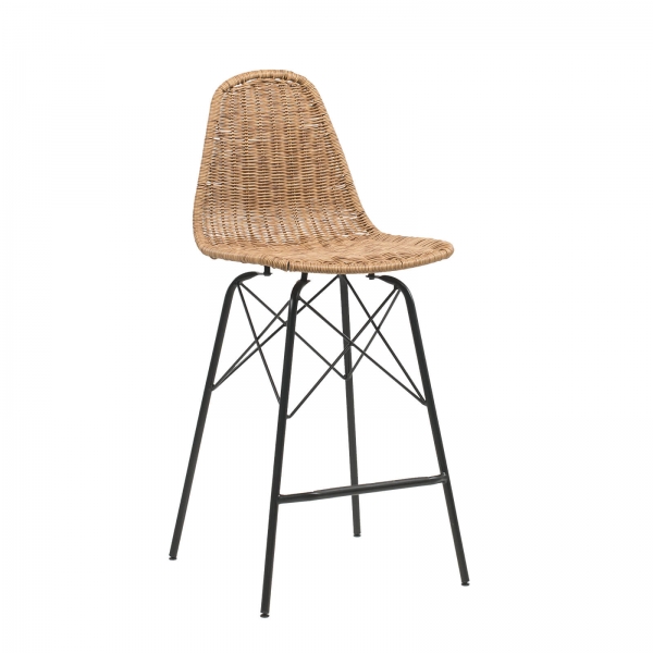 Tabouret ethnique avec pieds noirs - Java - 5
