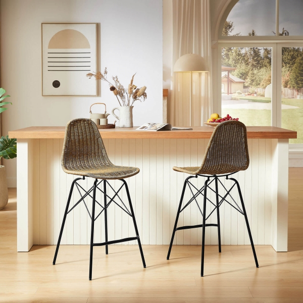 Tabouret bohème avec pieds noirs - Java - 4