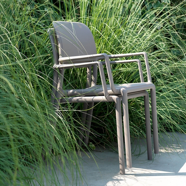 Fauteuil d'extérieur en polypropylène taupe - Riva - 2