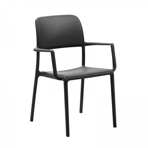 Fauteuil en polypropylène anthracite - Riva - 1
