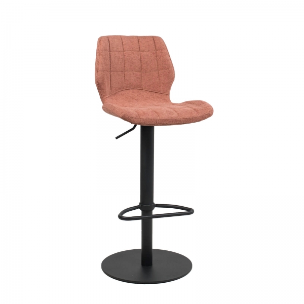 Tabouret réglable rose rembourré avec pied en métal noir - Indica - 7