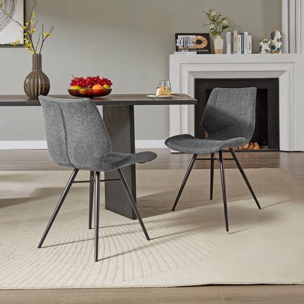 Chaise grise en tissu style vintage - Iberis - 4