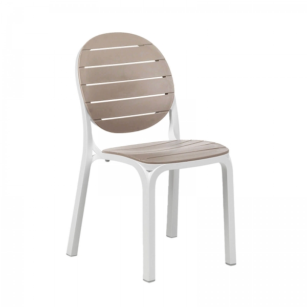 Chaise de jardin en polypropylène blanc et taupe - Erica - 2