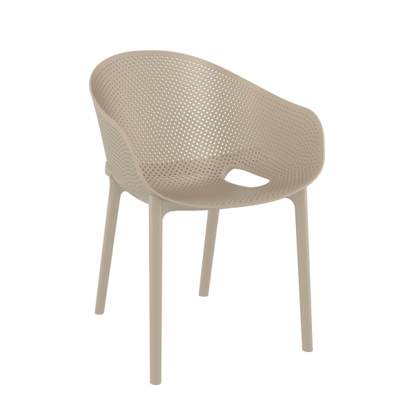 Fauteuil moderne empilable avec coque microperforée en poypropylène - Sky Pro - 9
