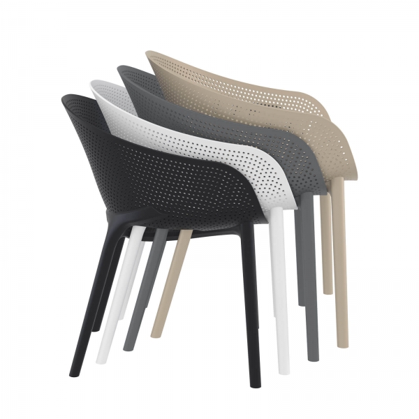 Fauteuil moderne empilable avec coque microperforée en poypropylène - Sky Pro - 11