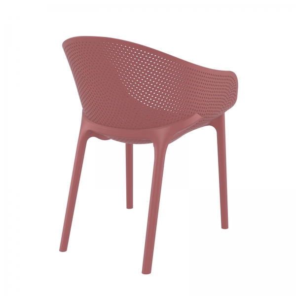 Fauteuil moderne empilable avec coque microperforée en poypropylène - Sky Pro - 5