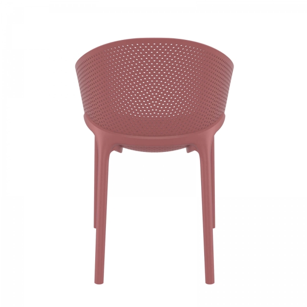 Fauteuil de jardin moderne empilable coque microperforée en polypropylène marsala - Sky Pro - 11