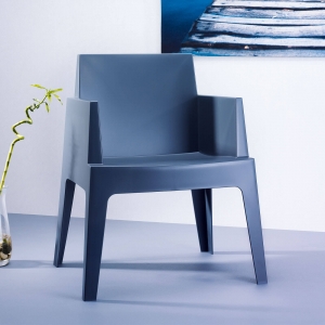 Fauteuil moderne en polypropylène gris foncé - Box