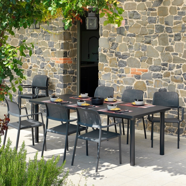 Fauteuil d'extérieur en polypropylène anthracite - Bora - 6