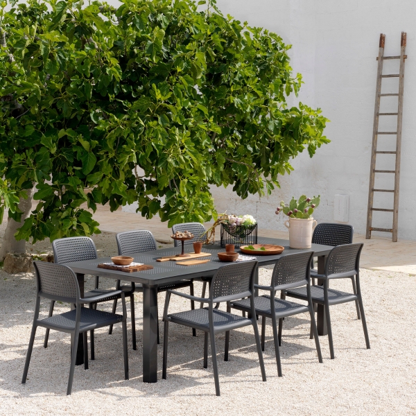 Fauteuil d'extérieur en polypropylène anthracite - Bora - 4