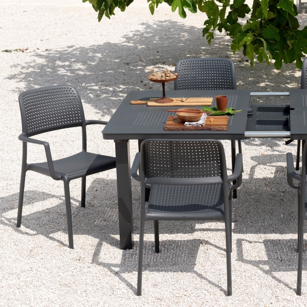 Fauteuil d'extérieur en polypropylène anthracite - Bora - 3