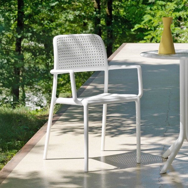 Fauteuil d'extérieur en polypropylène blanc - Bora - 1