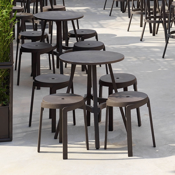 Tabouret bas d'extérieur recyclé empilable - Stack mini - 3