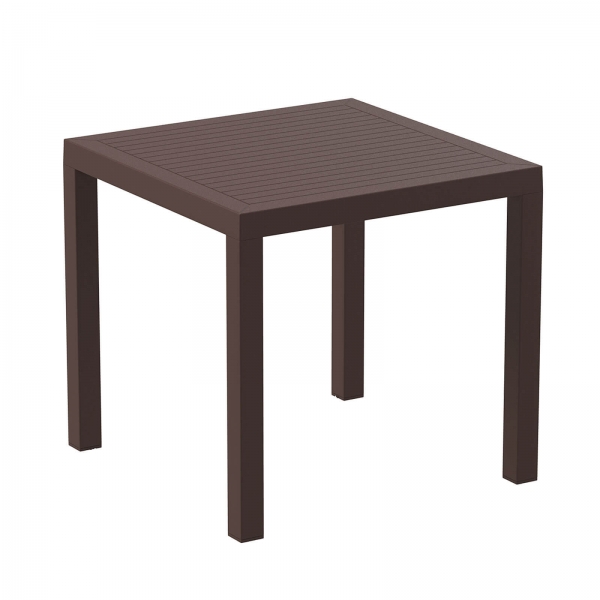 Table de terrasse carrée en plastique marron - Ares - 6