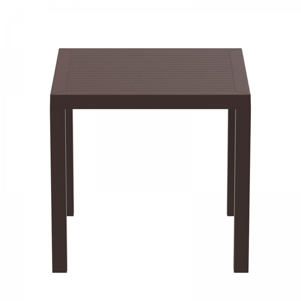 Table de terrasse carrée en plastique marron - Ares - 7