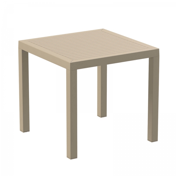Table de terrasse carrée en polypropylène beige - Ares - 2