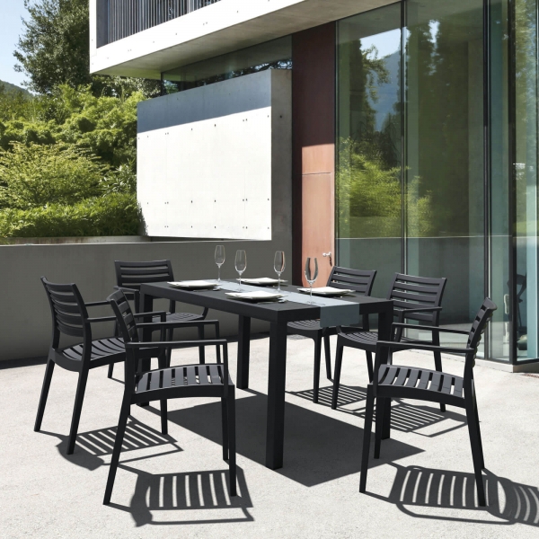Table de terrasse rectangulaire en résine noire - Ares - 6