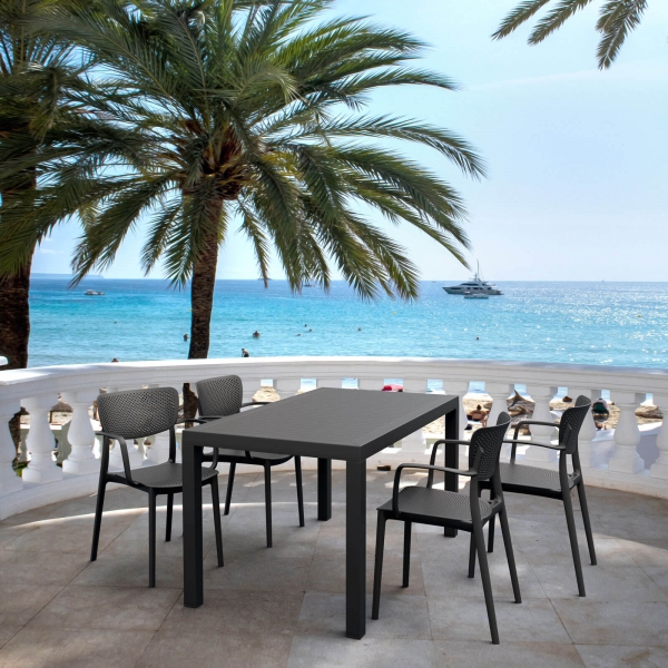 Table de terrasse rectangulaire en résine noire - Ares - 5