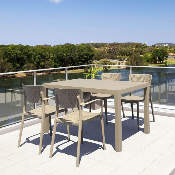 Table de terrasse rectangulaire taupe - Ares - 4