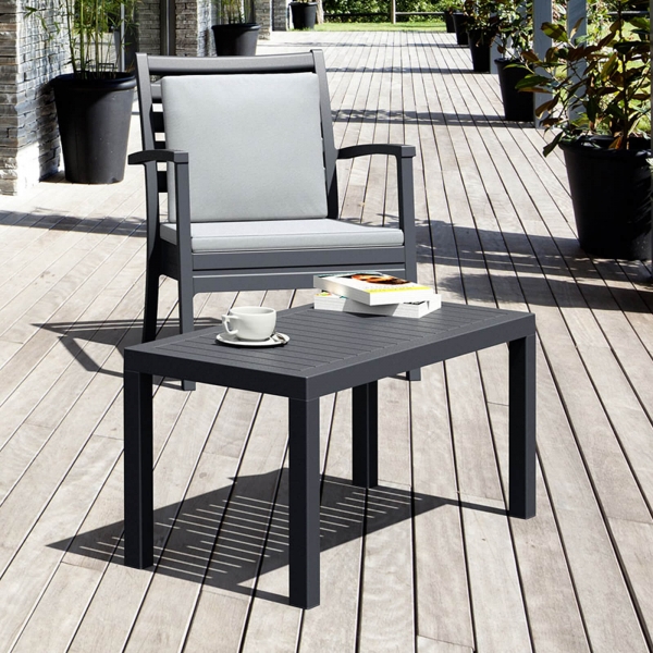 Table basse de jardin rectangulaire en plastique - 1