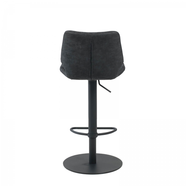 Tabouret tournant et réglable coque matelassée et patinée noir mat avec pied en métal noir - Indica - 8