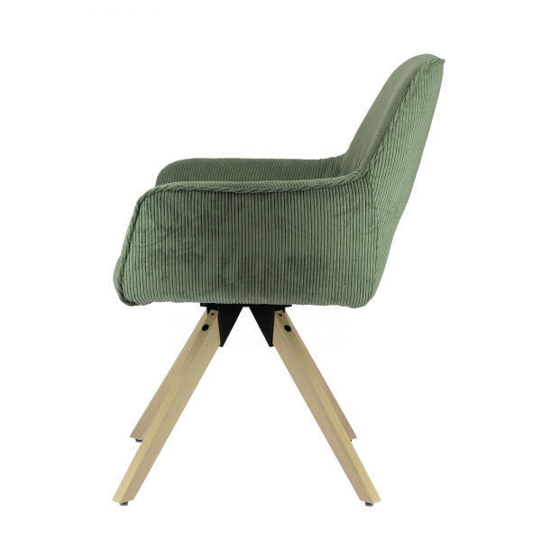 Fauteuil cocooning en tissu gris avec pieds bois massif naturel - Marius - 5