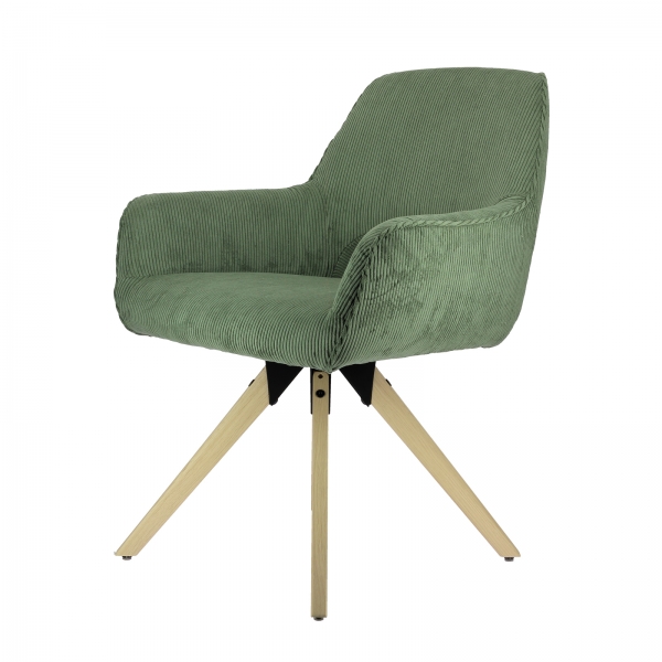 Fauteuil assise pivotante en tissu avec pieds bois naturel - Marius - 5