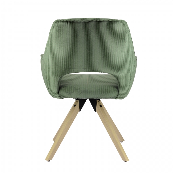 Fauteuil assise pivotante en tissu avec pieds bois naturel - Marius - 7