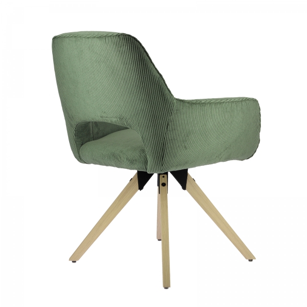 Fauteuil assise pivotante en tissu avec pieds bois naturel - Marius - 8