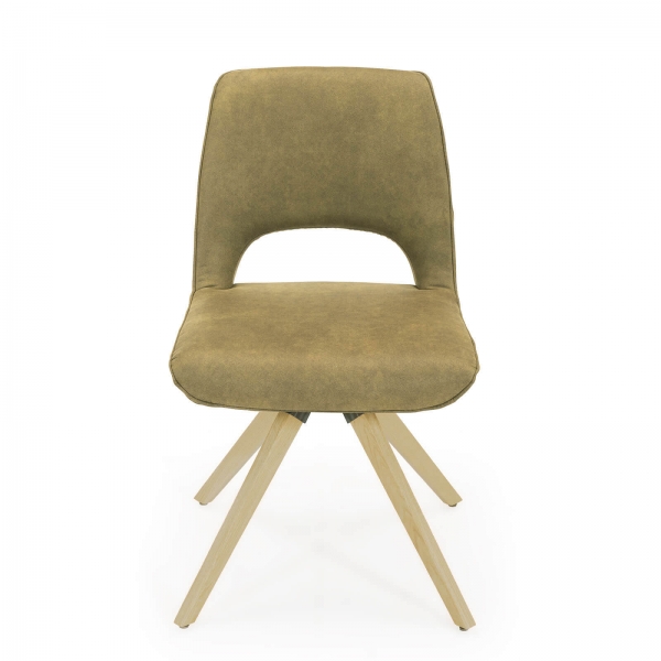Chaise tendance en tissu avec pieds en bois massif naturel - Hortense - 5