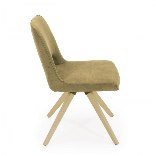 Chaise tendance en tissu avec pieds en bois massif naturel - Hortense - 6