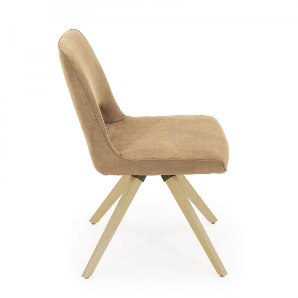 Chaise pivotante avec pieds en bois naturel - Hortense - 5